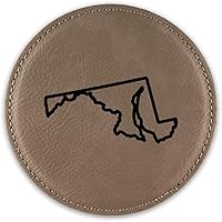 Vista 5 de Maryland Outline Drink Coaster Leatherette Round Coasters MD - Pink - One Coaster