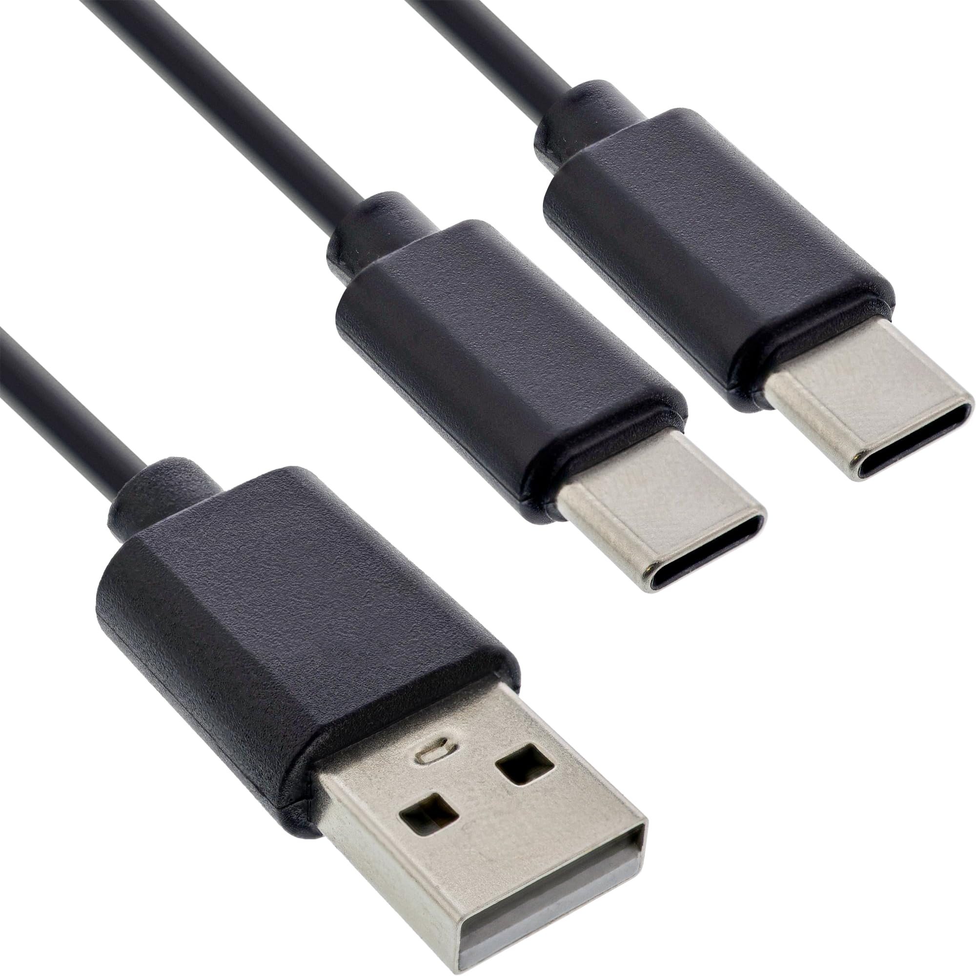 InLine 2in1 Y-Ladekabel, USB-A auf 2x USB-C