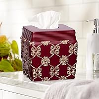 Vista 2 de Popular Bath Caja de pañuelos, colección Vlegant Rosa, Borgoña/Oro