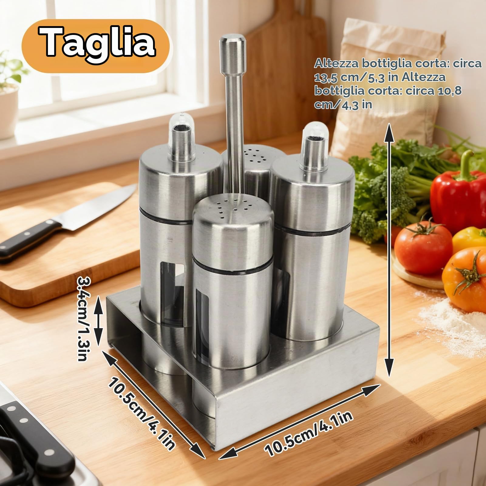 Set Dispenser Per Olio E Aceto, Set Oliera Per Olio E Aceto, Set Dispenser Per Olio E Aceto, Sale E Pepe, Set Bottiglia Per Oliera Per Olio E Aceto, Sale E Pepe, Dispenser Per Spezie in Acciaio Inossi