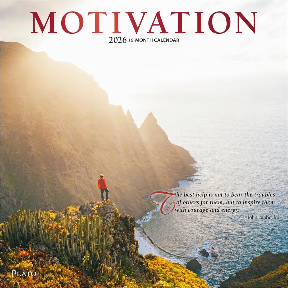 Motivation | 2026 12 x 24 Inch (Hanging) Monthly Square Wall Calendar | Foil Stamped Cover | Plato | Inspiration Quotes-image-11