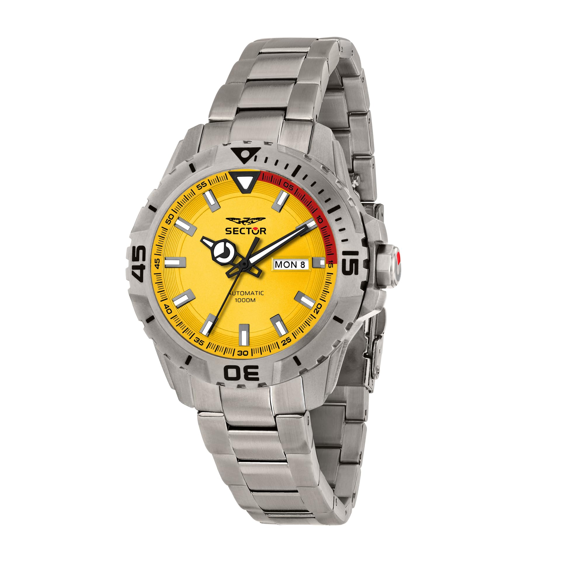Sector No Limits Legend R3223135002 | Orologio Uomo Automatico In Titanio Con Quadrante Giallo E Vetro Zaffiro, Cinturino In Titanio