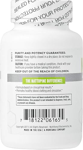 Miniatura 4 de NBI Nattopine apoyo cardiovascular ayuda a promover y mantener la clotación sanguínea suplemento dietético 60 cápsulas vegetarianas por botella