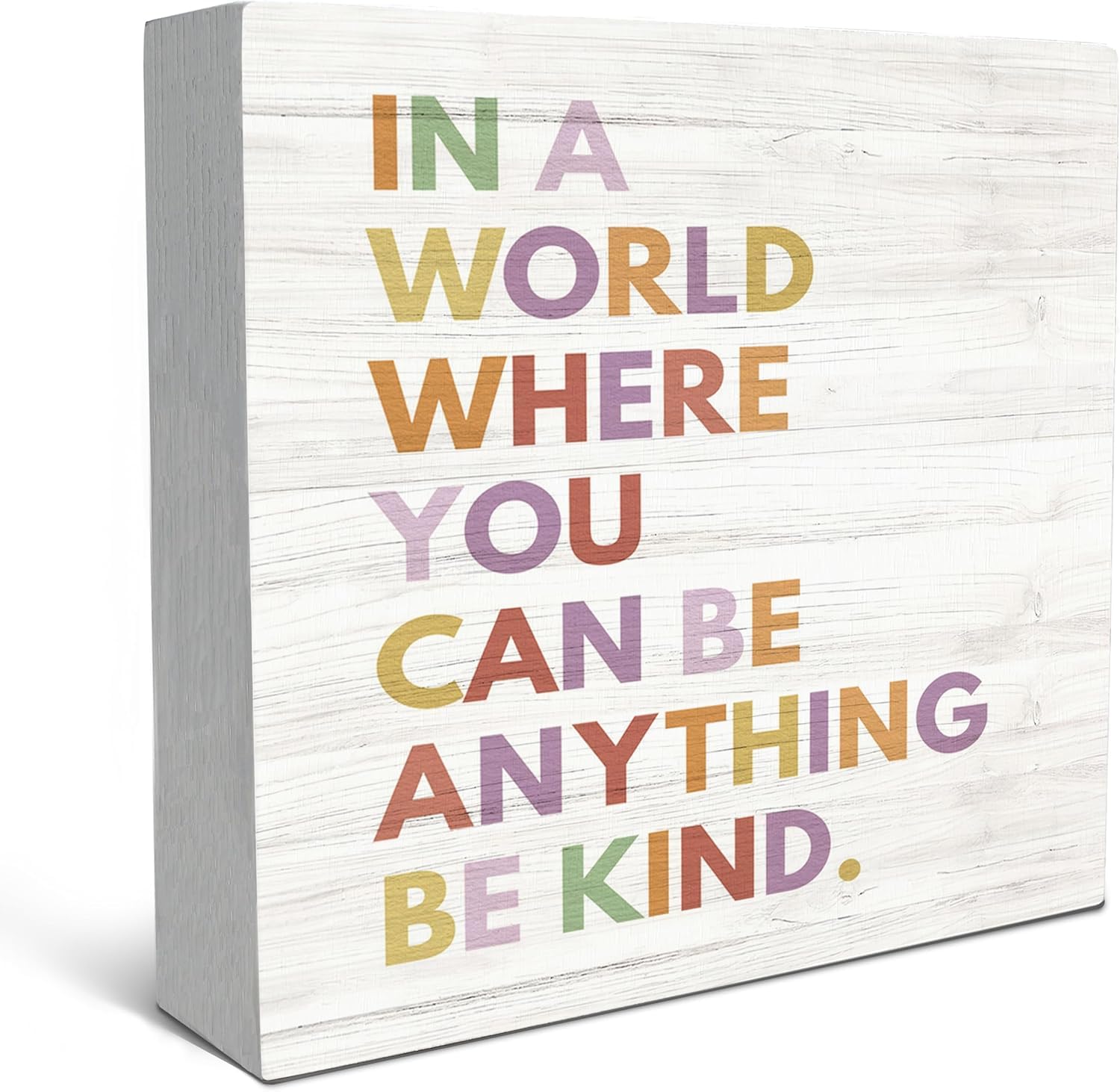 Inspirational Wooden Box Sign 5x5 Inch Be Kind Quote Decor