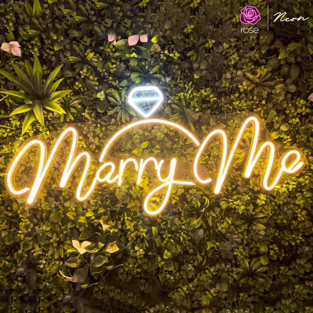 ROSE - Marry Me Neon Sign, LED Neon Light for Wedding Proposal, Marry Me Light Up Letters Large Size Heart Font For Engagement Anniversary Birthday Party Wall Proposal Decorations