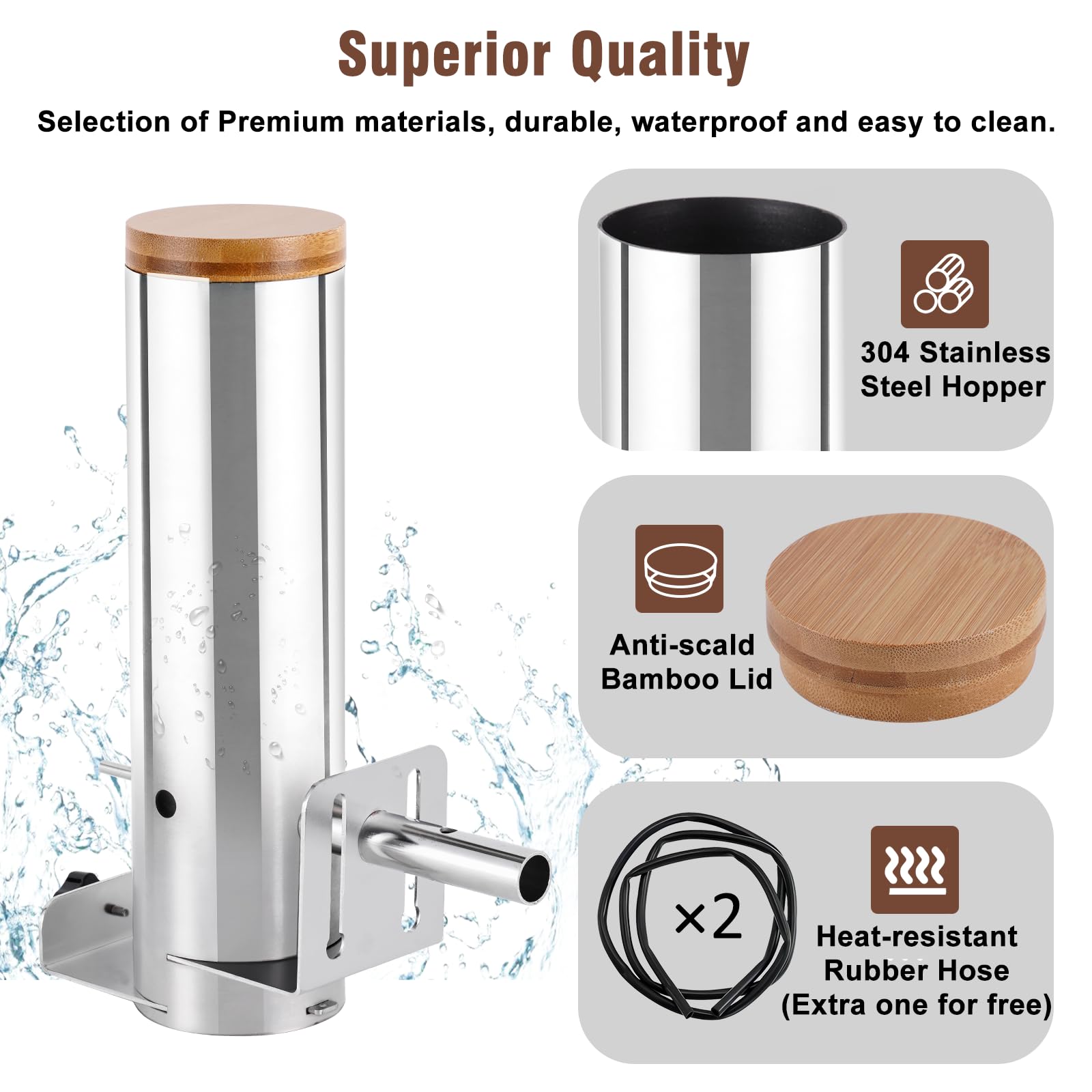 Generador de humo frío, generador de humo para exteriores, tubo de humo para ahumador de pellets, caja de ahumador frío, ahumador eléctrico portátil de acero inoxidable con bomba de aire, 5