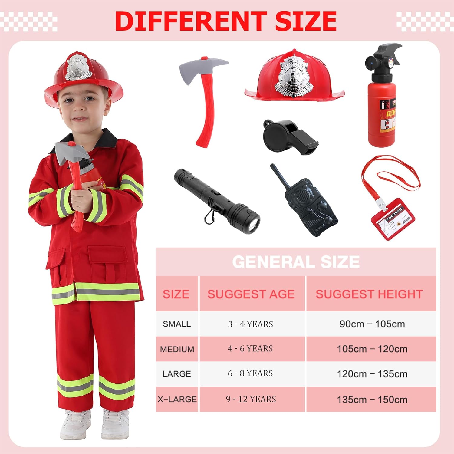 Fireman Costume For Kids Fire Chief Cosplay Role Play Toys