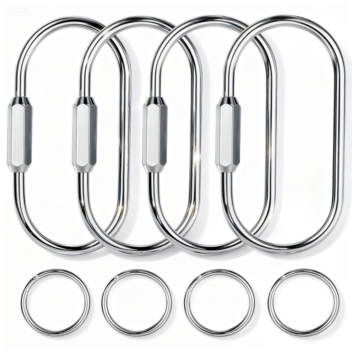 Tiezzi Unisex Gold-S-4Pack-Silvery Gold Brass Key Rings, Carabiner Clip For Labubu Lock Keychain, Screw Lock Keys Organizer, Purse Bag Accessories Charms, 2.44''*1.33''