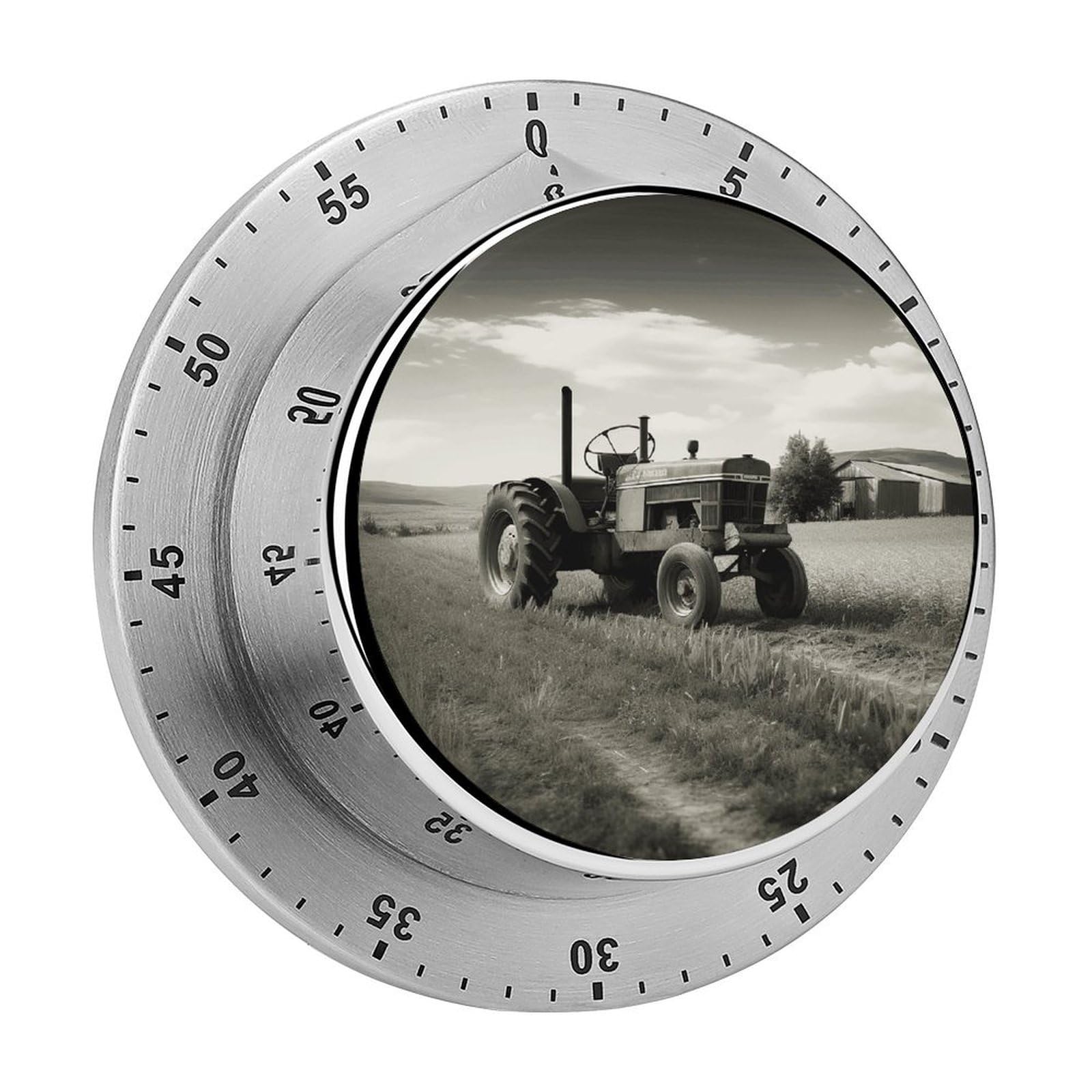 Tractor Agriculture Tranquil Timer with Loud Alarm Precision 60 Minute Wind Up Timer Portable Manual Countdown Timers Exquisite Stainless Magnetic Kitchen Timers for Cooking Chef Clock