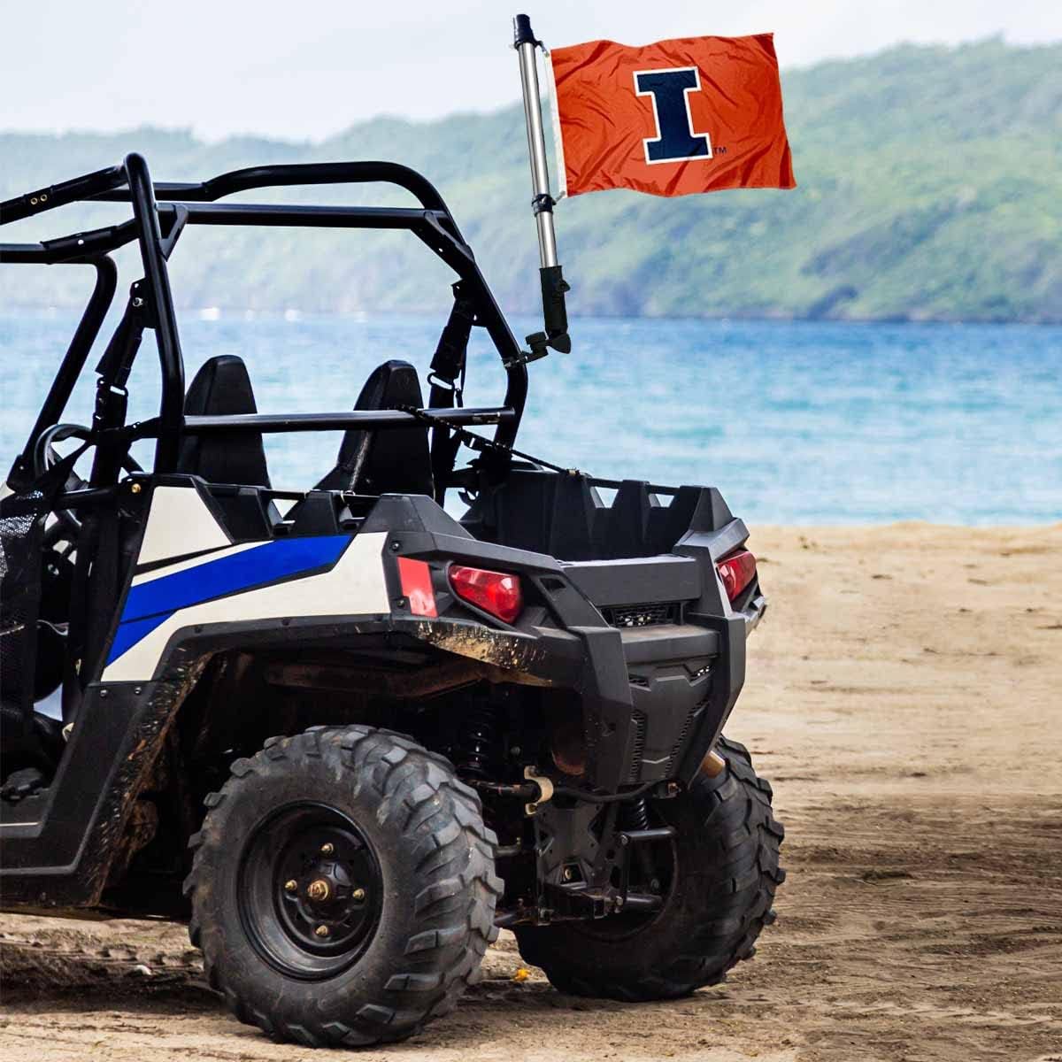 College Flags & Banners Co. Illinois Fighting Illini Boat and Mini Flag and Flag Pole Holder Mount Set