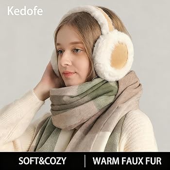 Kedofe Ear Muffs for Winter Women Foldable Fuzzy Cold Outdoor