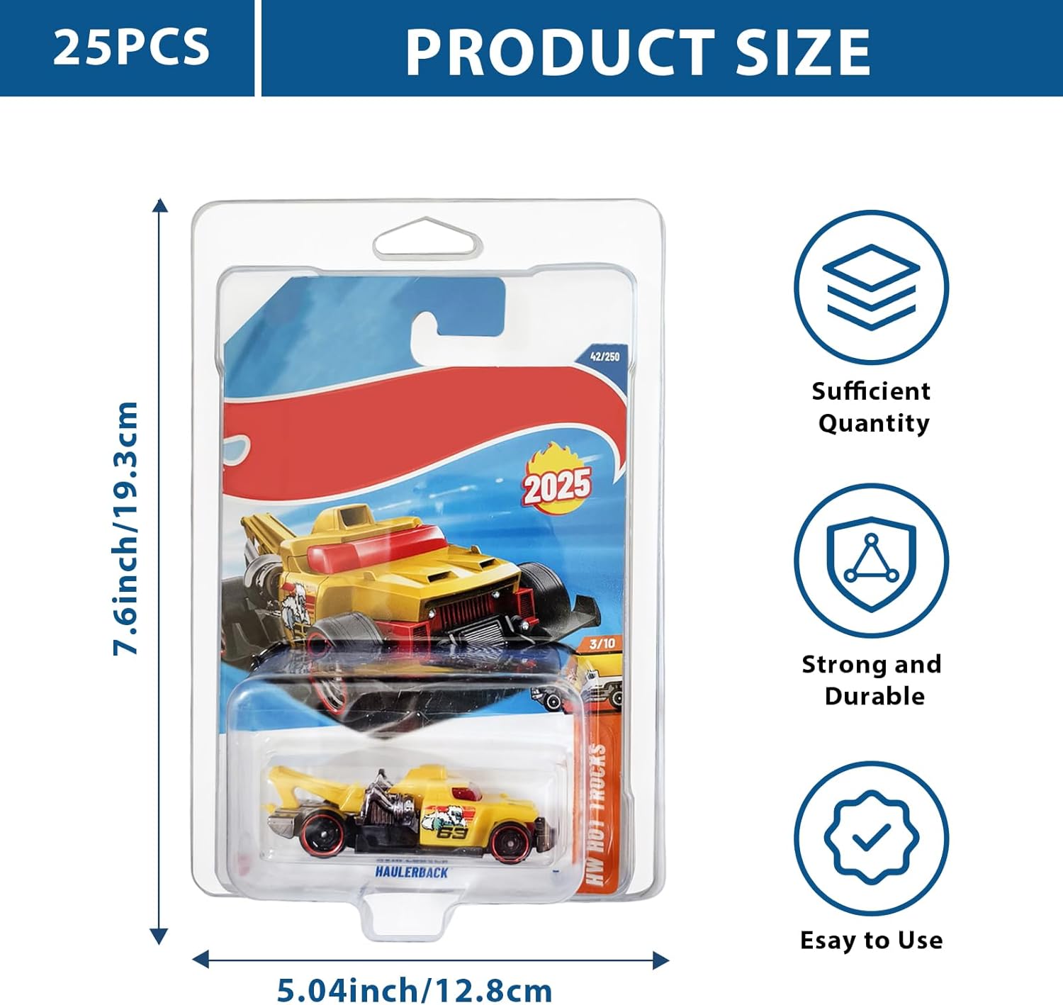25-Pack Protector case for Hot Wheels -Clamshell Plastic Display Cases for 1:64 Scale Models, Crystal Clear UV-Resistant, Dust-Proof & Scratch-Resistant Plastic Storage Case with Secure Seal