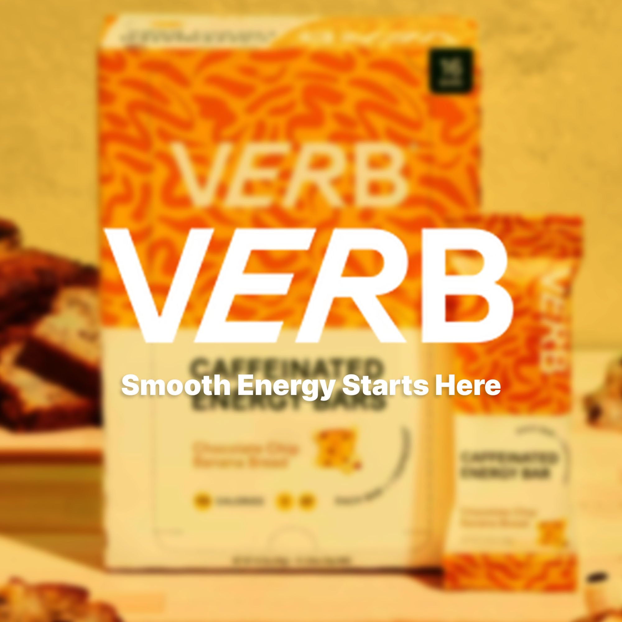 Verb Caffeinated Energy Bars Chocolate Chip Banana Bread (26g, Pack of 16) 110-Calorie Delicious Energy Bar, Gluten Free On-the Go Snack with 80mg Green Tea Caffeine, Only Real-Food Ingredients