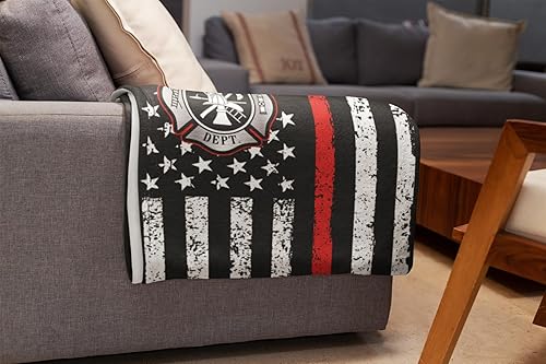 Miniatura 5 de Manta de bombero personalizada acogedora  Manta personalizada para cama infantil  Decoración de dormitorio de bombero  Manta de forro polar suave