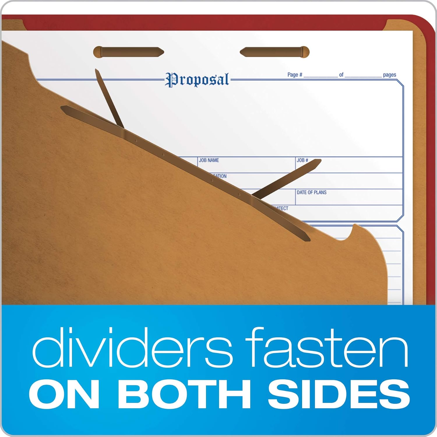 Pendaflex Recycled Classification File Folders, 2 Dividers, 2" Embedded Fasteners, 2/5 Tab Cut, Legal Size, Red, Box of 10 (29075R) : Top Tab Classification Folders : Office Products