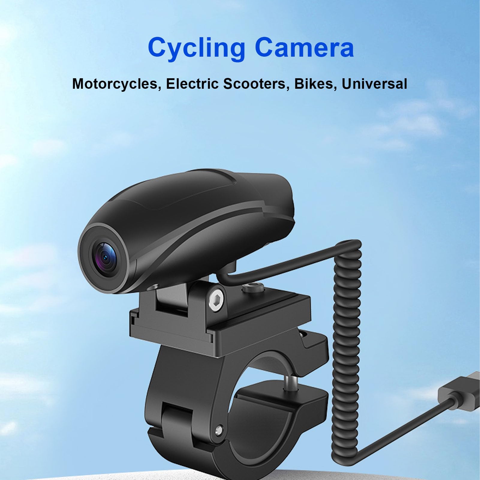 Tangxi Kamera Motocyklowa, IP67 Wodoodporna Pętla i Nagrywanie Awaryjne WiFi Anti Shake Nagrywanie w Pętli Kamera Rowerowa USB do Montażu na Kierownicy, do Różnych Rowerów Szosowych i