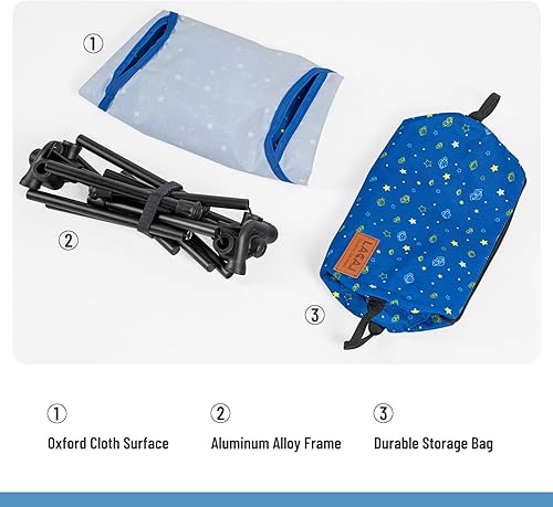 Miniatura 7 de Silla ligera Protable para jóvenes, tamaño plegable compacto de 12.6 x 4.3 pulgadas, solo pesa 1.6 libras, tela Oxford 600D, marco de aleación de