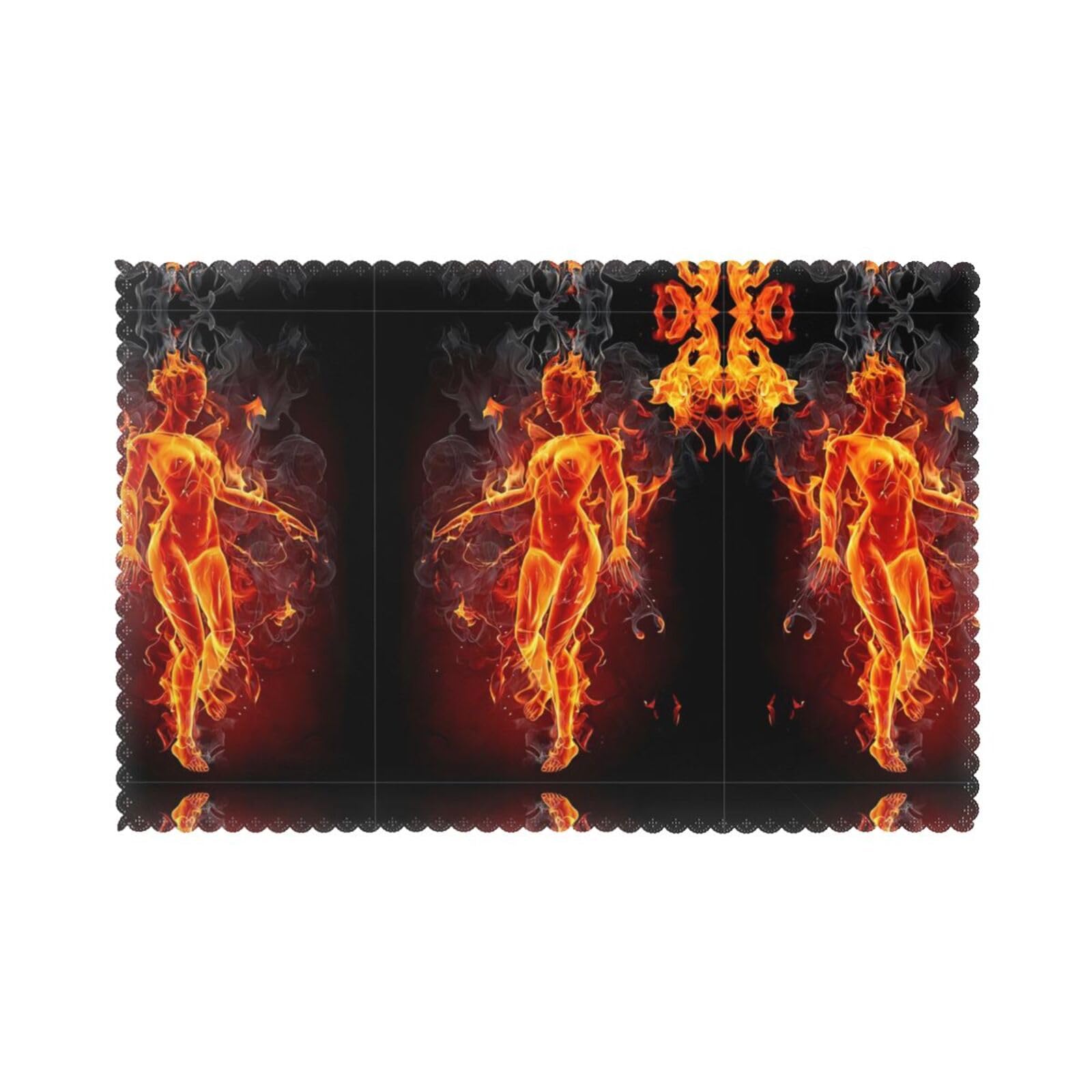 Fire Nude Woman Flame Printed table mat set (6 pieces) - Aesthetic upgrade for family gatherings and hotel banquets