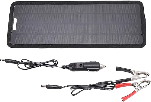 Fafeicy Portable Solar Car Battery Charger, with Polycrystalline Panel and Intelligent Charging Technology, for RVs and Boats High Efficiency 6W ABS