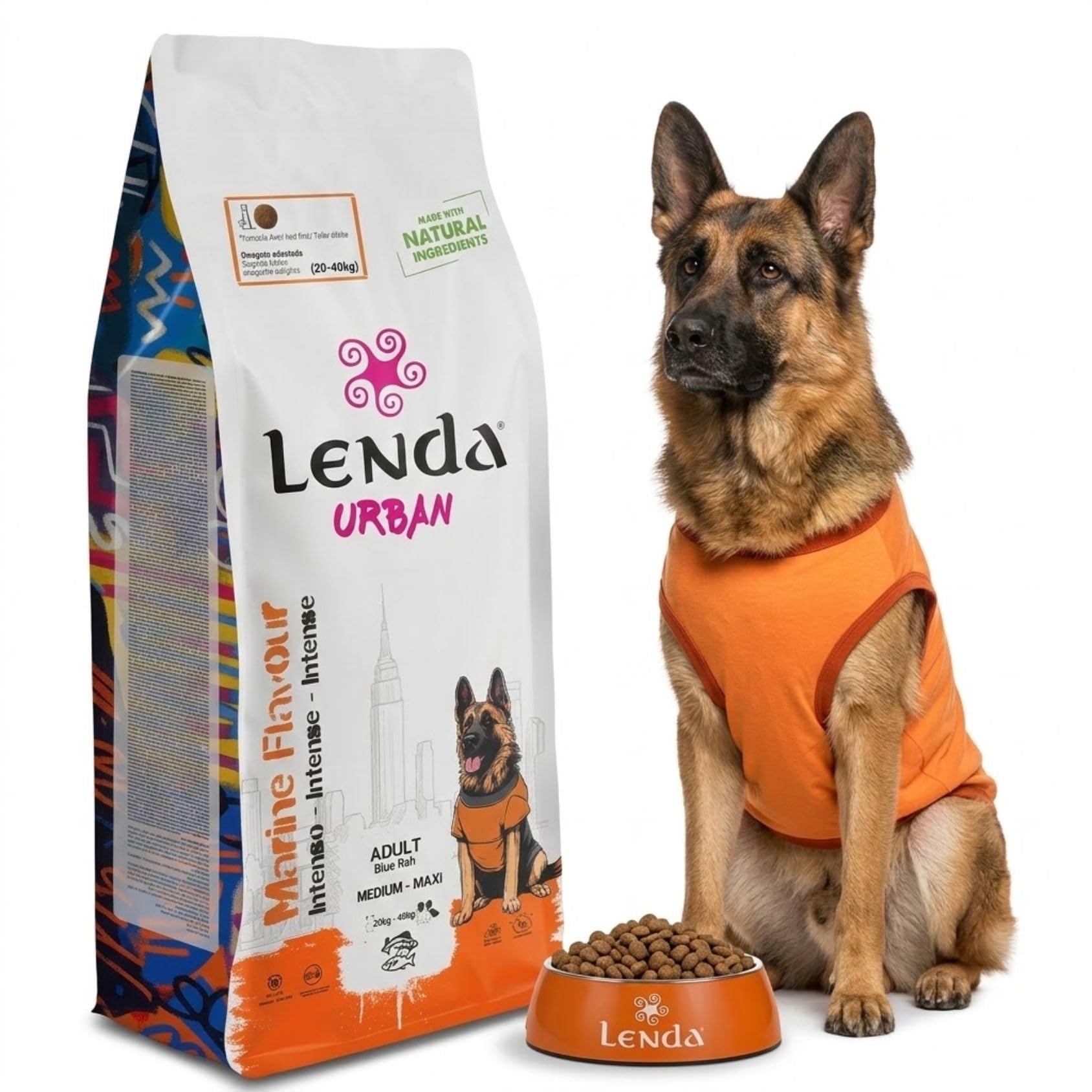 Lenda Urban Marine 15 kg Blue Fish – Dog Food for Large and Giant Breeds – Dog Food for Strong Joints with Chondroprotectors Glucosamine Chondroitin and Fish Oil