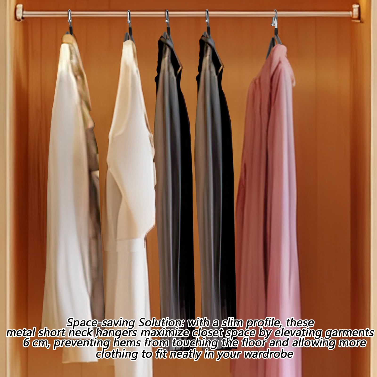 Leumoi Paquete de 20 perchas de metal antideslizantes para ropa, pantalones, camisas, camisetas sin mangas, chaquetas, ahorro de espacio, protección de cuello corto para el hogar, plástico