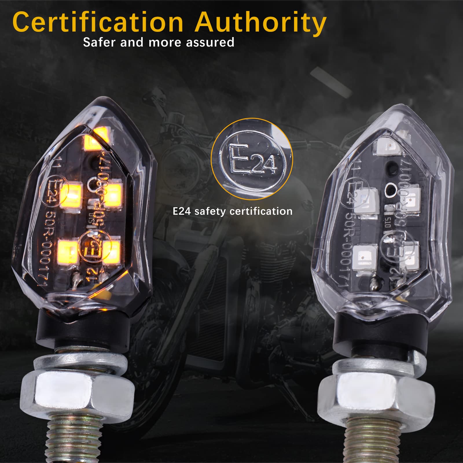Clignotants Moto LED KEEPDSGN - Paire E-Marqués Ambre Universels Avant/Arrière 12V