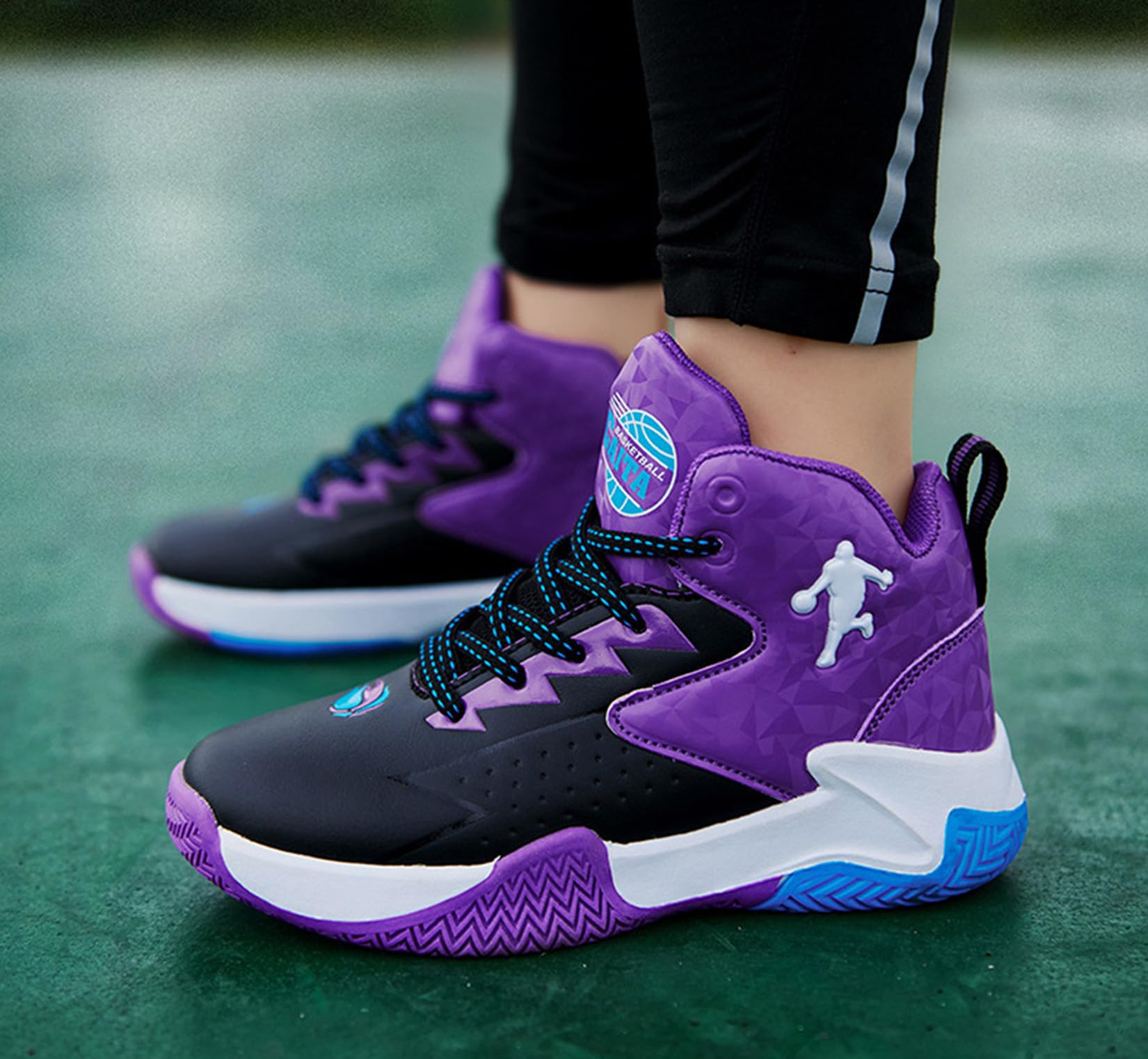 Zapatos De Baloncesto para Niños Zapatos Deportivos para Niños Zapatos De Entrenamiento Antideslizantes para Interiores Y Exteriores para Niños(34 EU, Purple)