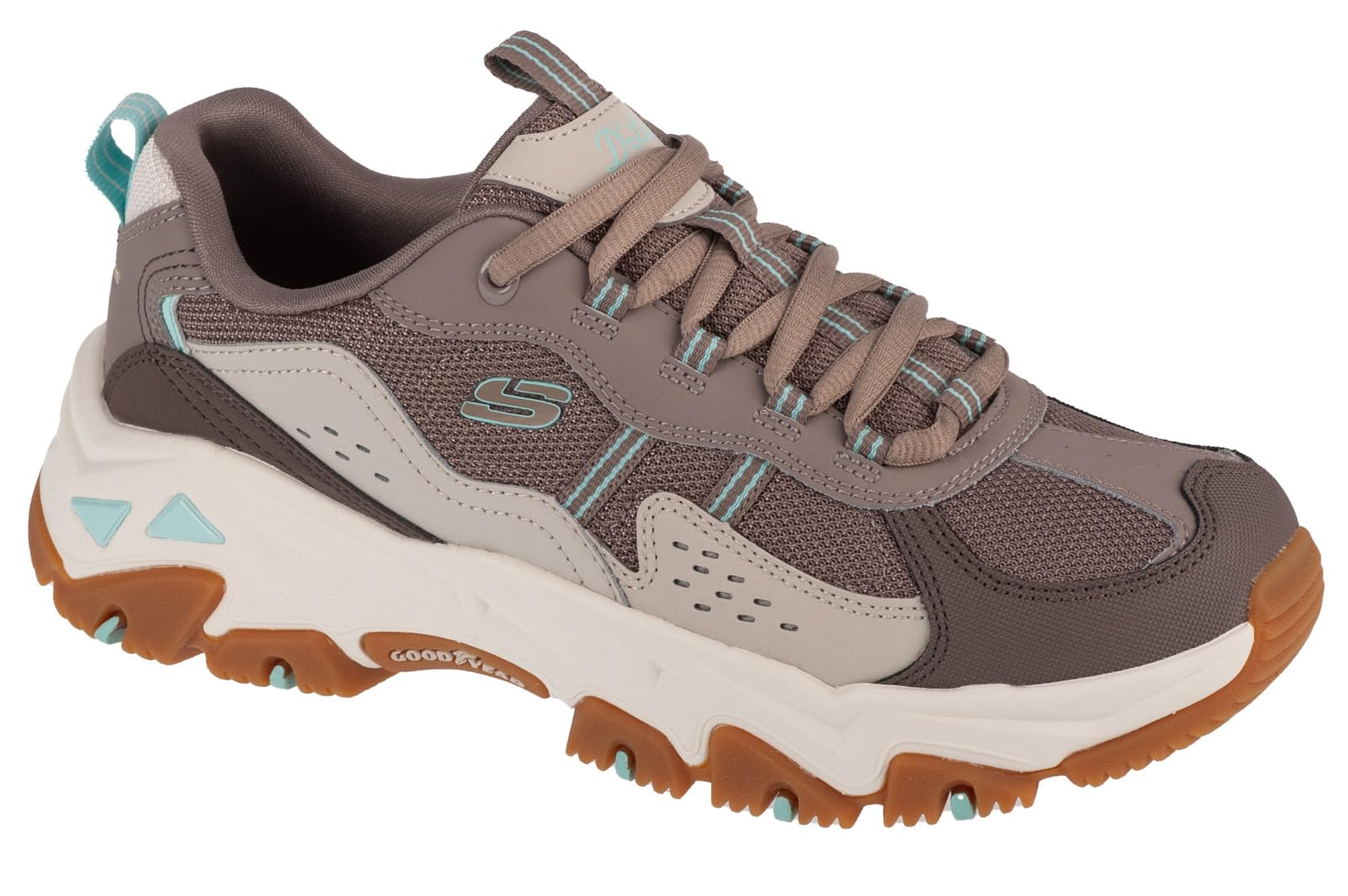 Skechers Women's D'Lites Hiker Sneaker, Chocolate Leather/Synthetic/Tan Trim, 6.5 UK