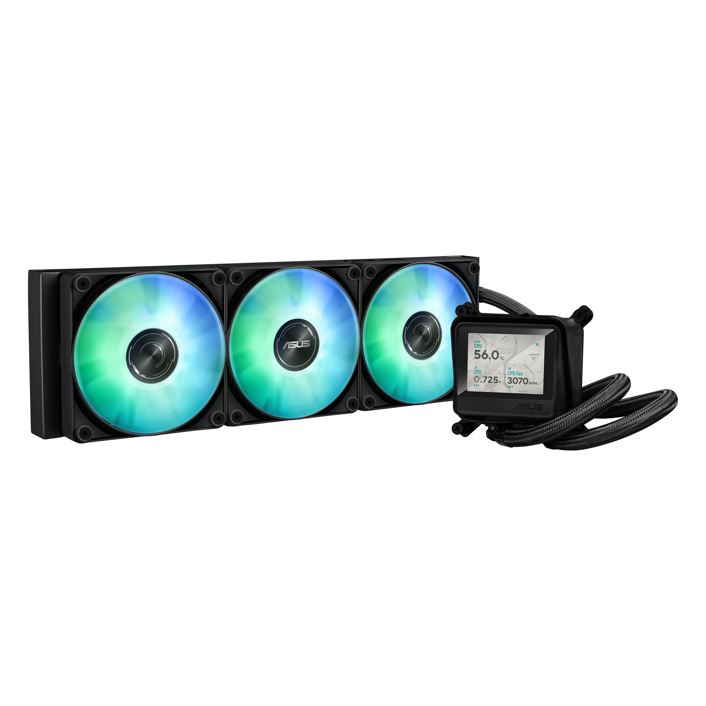 ASUS MAX Gaming LC 360 ARGB LCD All-in-one CPU Liquid Cooler con prestazioni di raffreddamento avanzate, schermo IPS vivido da 2,4 pollici, ventole ARGB preinstallate e illuminazione aura, garanzia 6