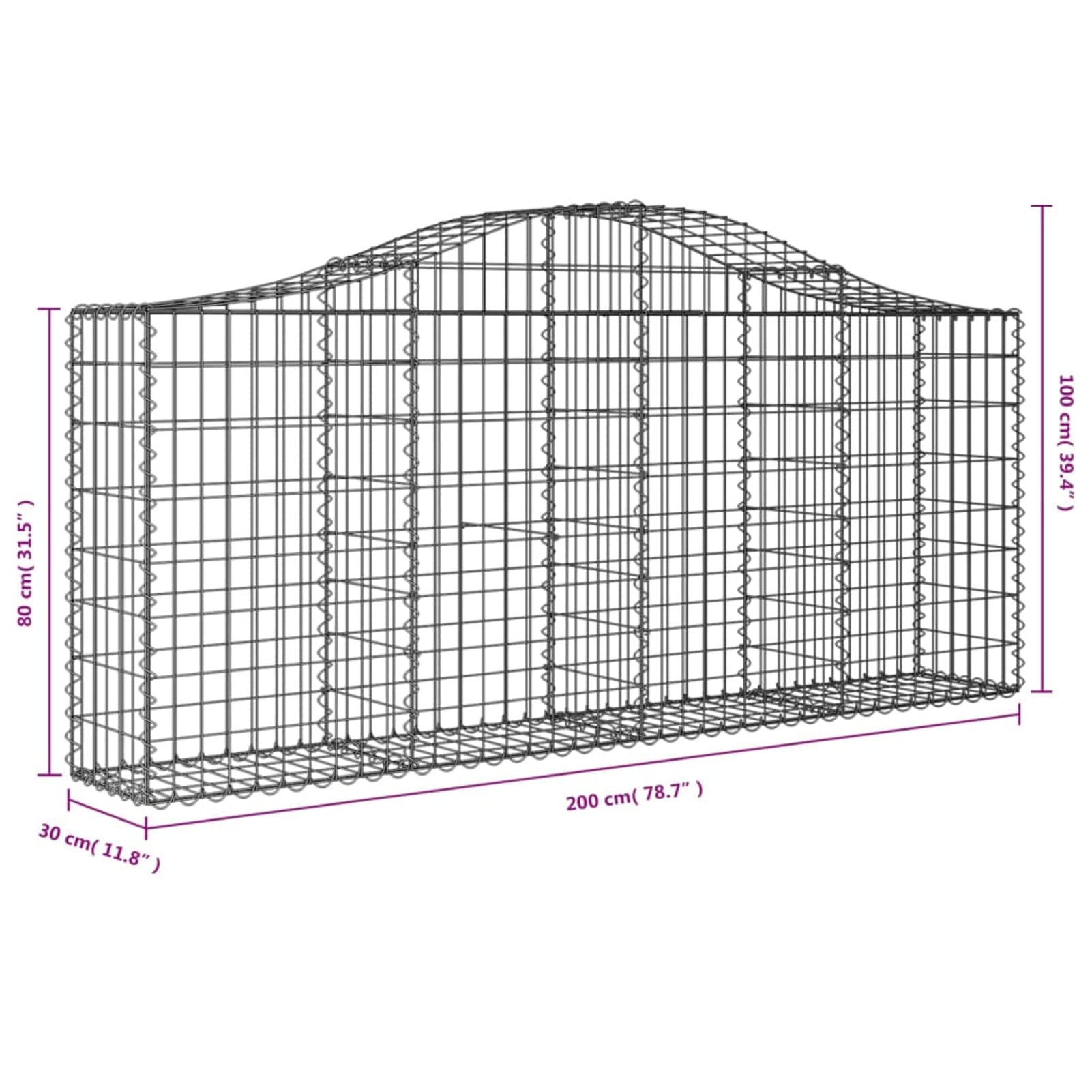 Gabionen mit Hochbogen, dekorative und schalldämmende Gartenbarrieren, langlebiges verzinktes Eisen, für Hinterhof Vorgarten Terrasse