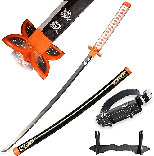 SV - Espada de anime hecha a mano para cosplay, espada Demon Slayer, espada Kochou Kanae de 39 pulgadas, color negro