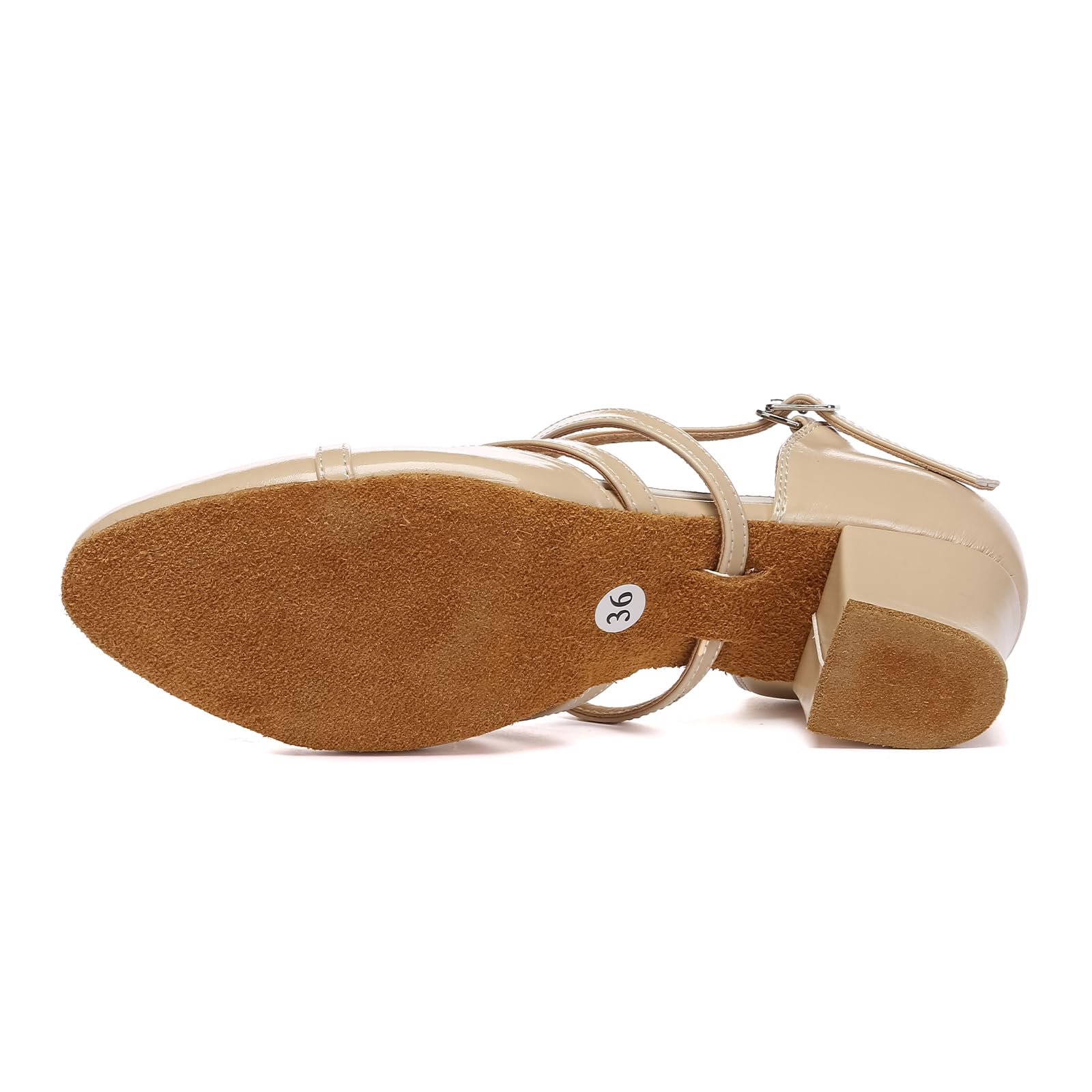Scarpe da Ballo Latino Salsa da Sala per Donna Punta Chiusa Tacco Basso Scarpe da Ballo da Allenamento