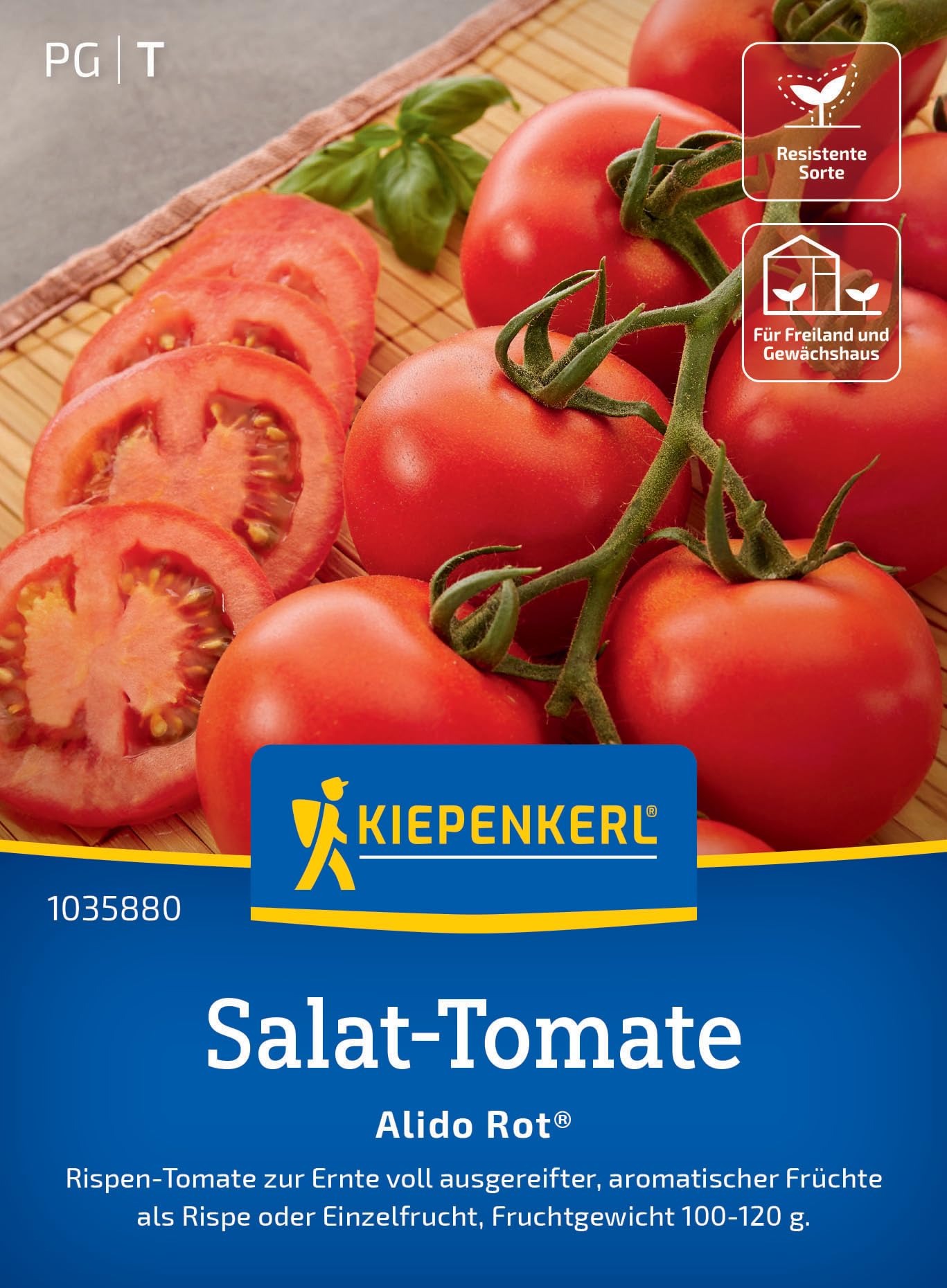 Kiepenkerl Salat-Tomatensamen Alido Rot® 1035880 - Rispentomate - aromatisch - Rispe oder Einzelfrucht - 100-120g - Saatgut, Samen Gemüse, Gemüsepflanzen