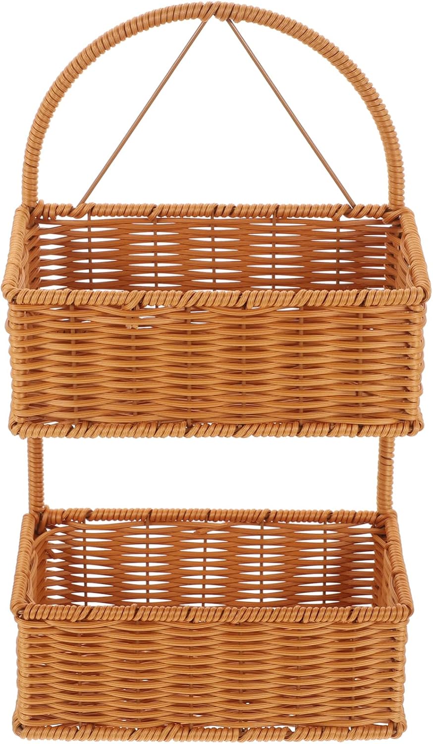 Wall 2 Tiers Storage Basket Woven Hanging Organizer Basket