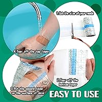 Vista 3 de 6 rollos de vendajes adhesivos transparentes elásticos impermeables, cinta protectora transparente, cinta adhesiva de película transparente, 2