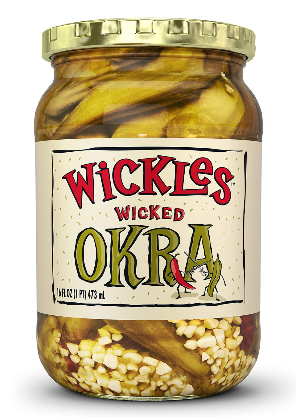 Sims Foods, Wickles Wicked Okra, 16 OZ (Pack of 4)