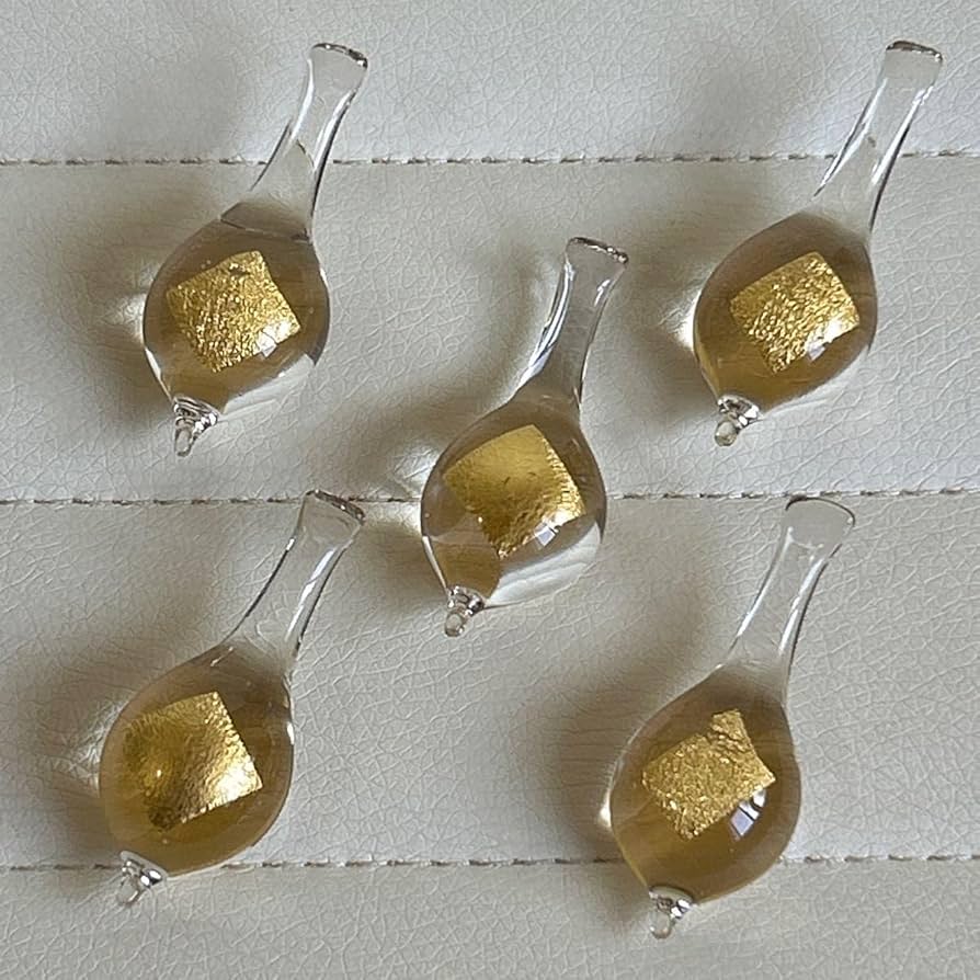 Amazon.co.jp: 金箔 ガラス 上野良樹 箸置き 5個セット 工芸硝子