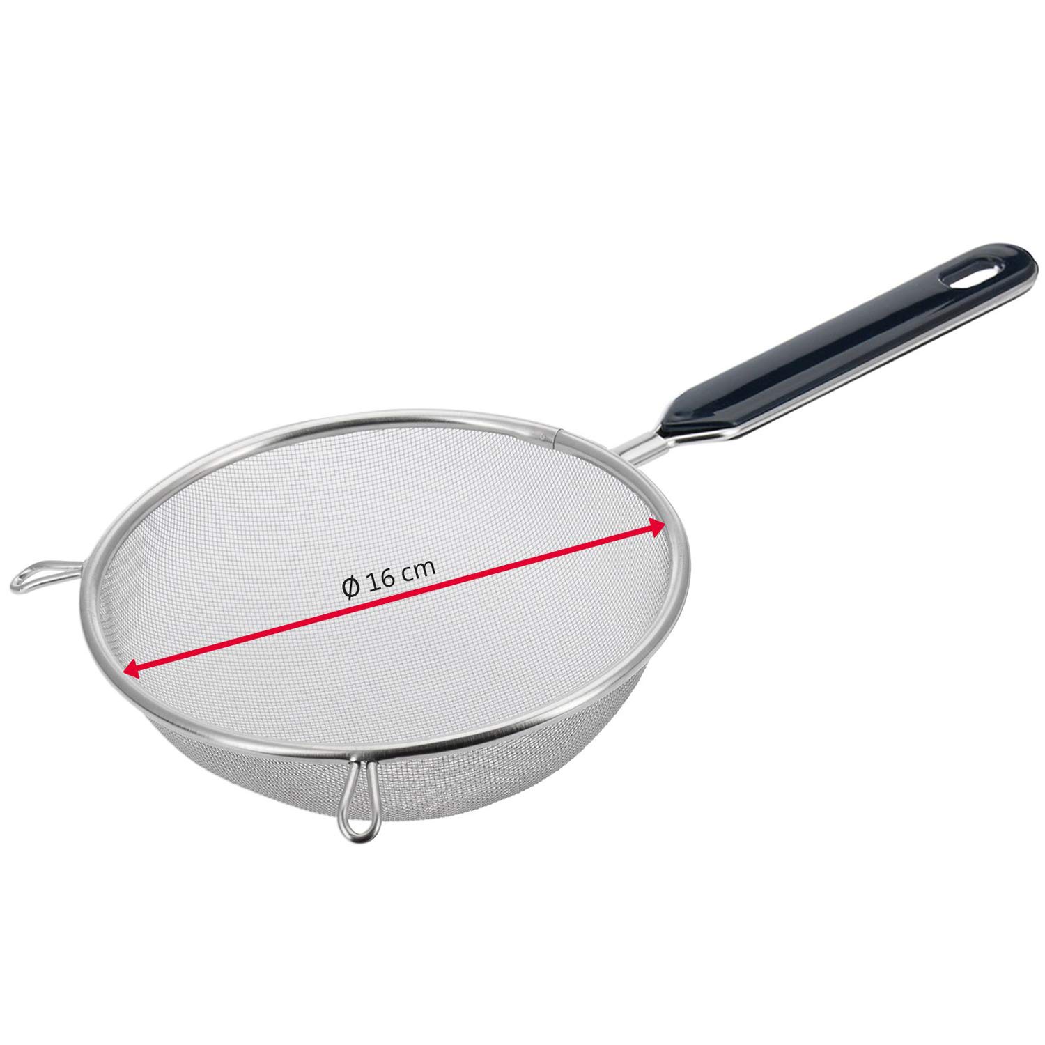 Westmark Set di Setacci, 3 Pezzi, Colino per il Tè ø 7 cm + Colini per la Casa 16 cm + 20 cm, Traditionell, Plastica/Acciaio Inossidabile, Argento/Nero, 128122E6