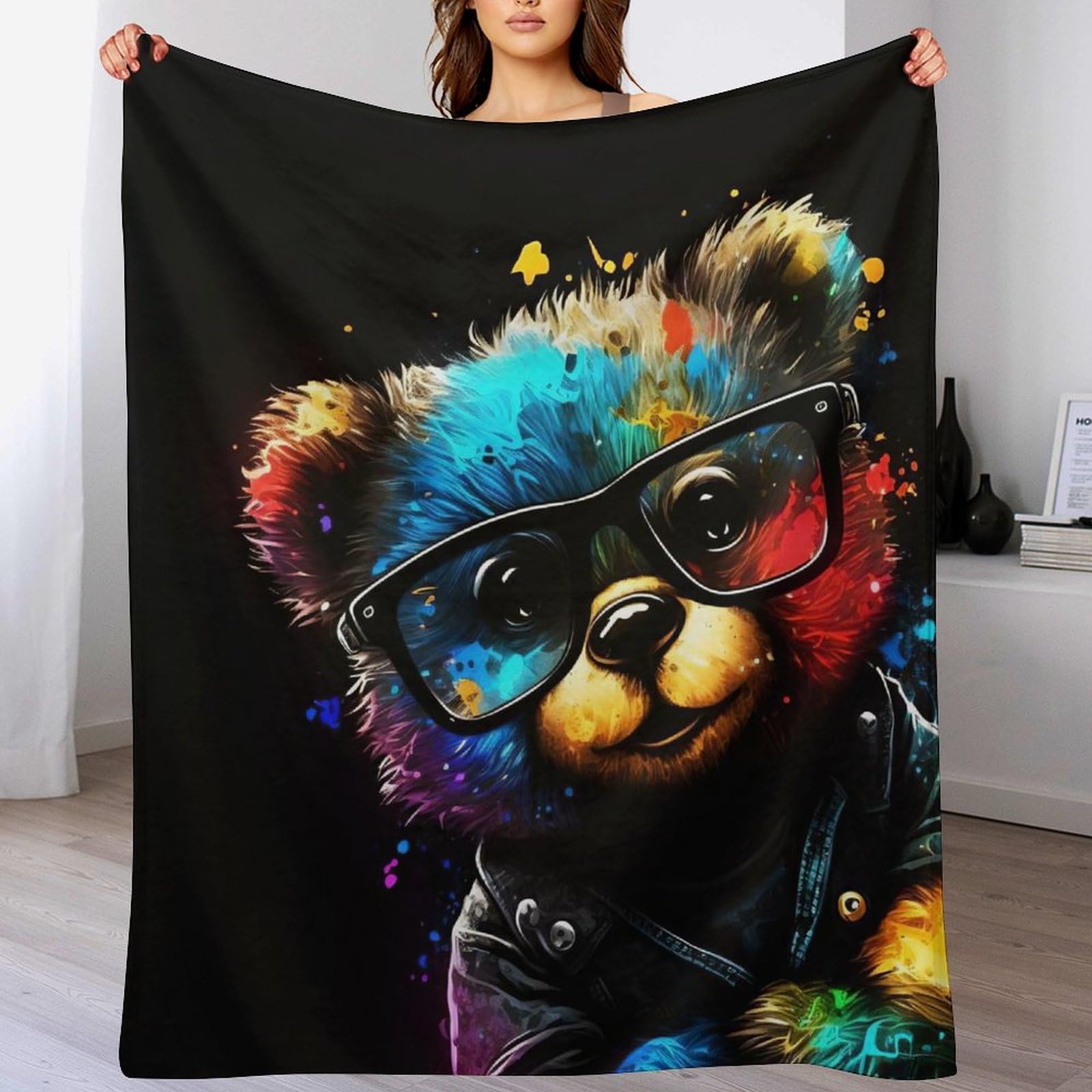 Couverture polaire ours plaid flanelle douce jeté de canapé lit 130x150