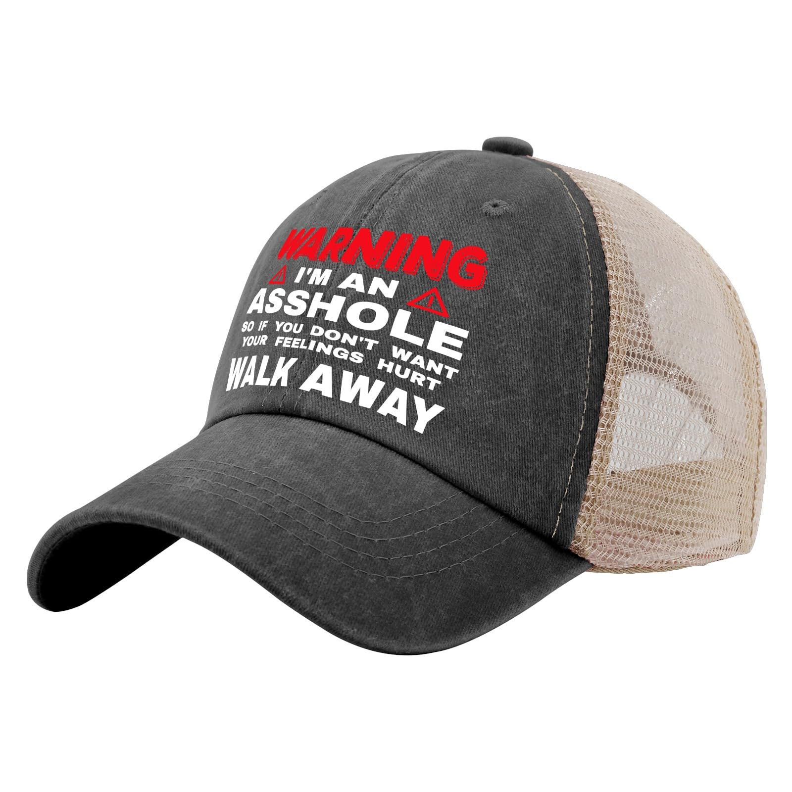 I'm an Assholes So If You Don't Want Your Feelings Hurt Walk Away Hat Trucker Hat Women Funny Mesh Hat for Summer Black