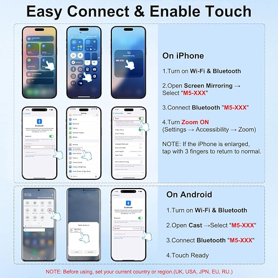 5 Touch Back Camera Monitor iPhone 17, Magnetic Selfie Monitor Screen iPhone, Wireless Screen Mirroring, Back Camera Selfie Monitor with Headphone Jack,6.5Hour for Vlog,Snaplylens for iPhone,Android