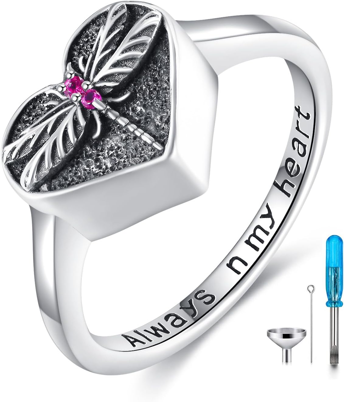 Urn Ring Sterling Silver Heart Urn Rings Pet Human Ashes Jewelry Memorial Gifts for Women Men
