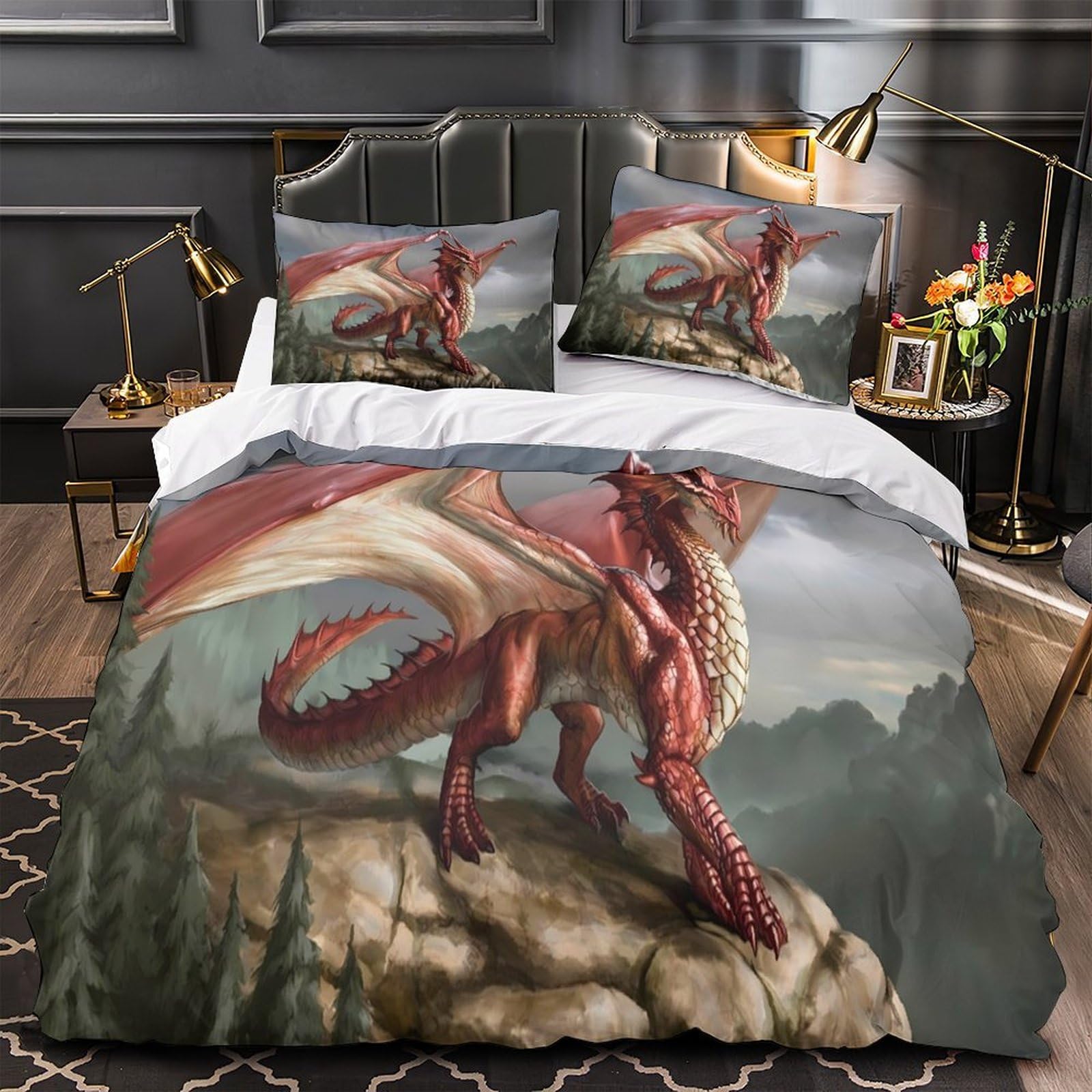 Housse de couette corbeau anti-acarien légère fermeture éclair 260x220