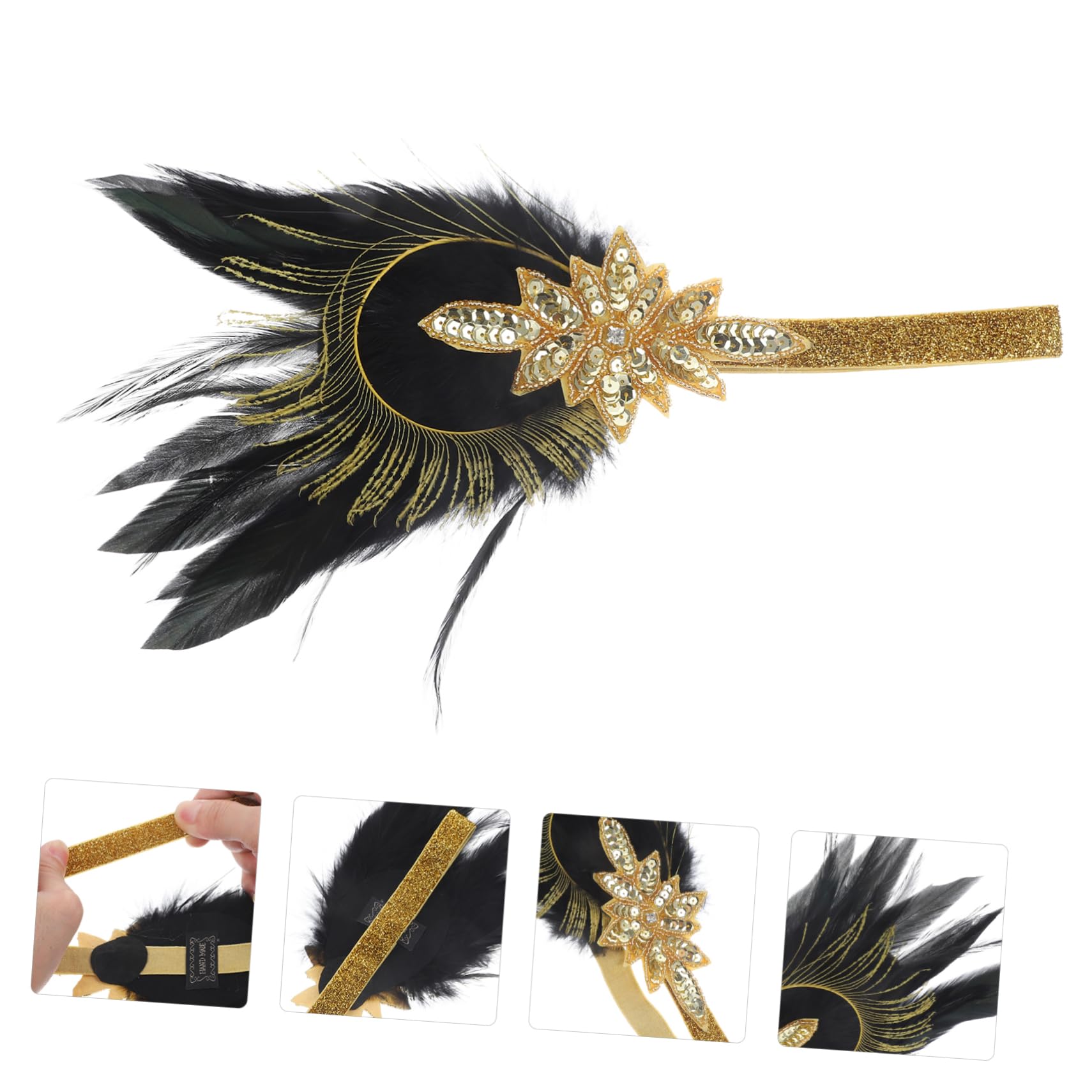 Beavorty Tiara Nupcial 4 Piezas Diadema De De Boda Tocados De Novia Para Boda Tocado Vintage Años 20 Diadema De Cuentas Para Mujer 1920 Pelo Mujer Banquete Elasticidad Poliéster