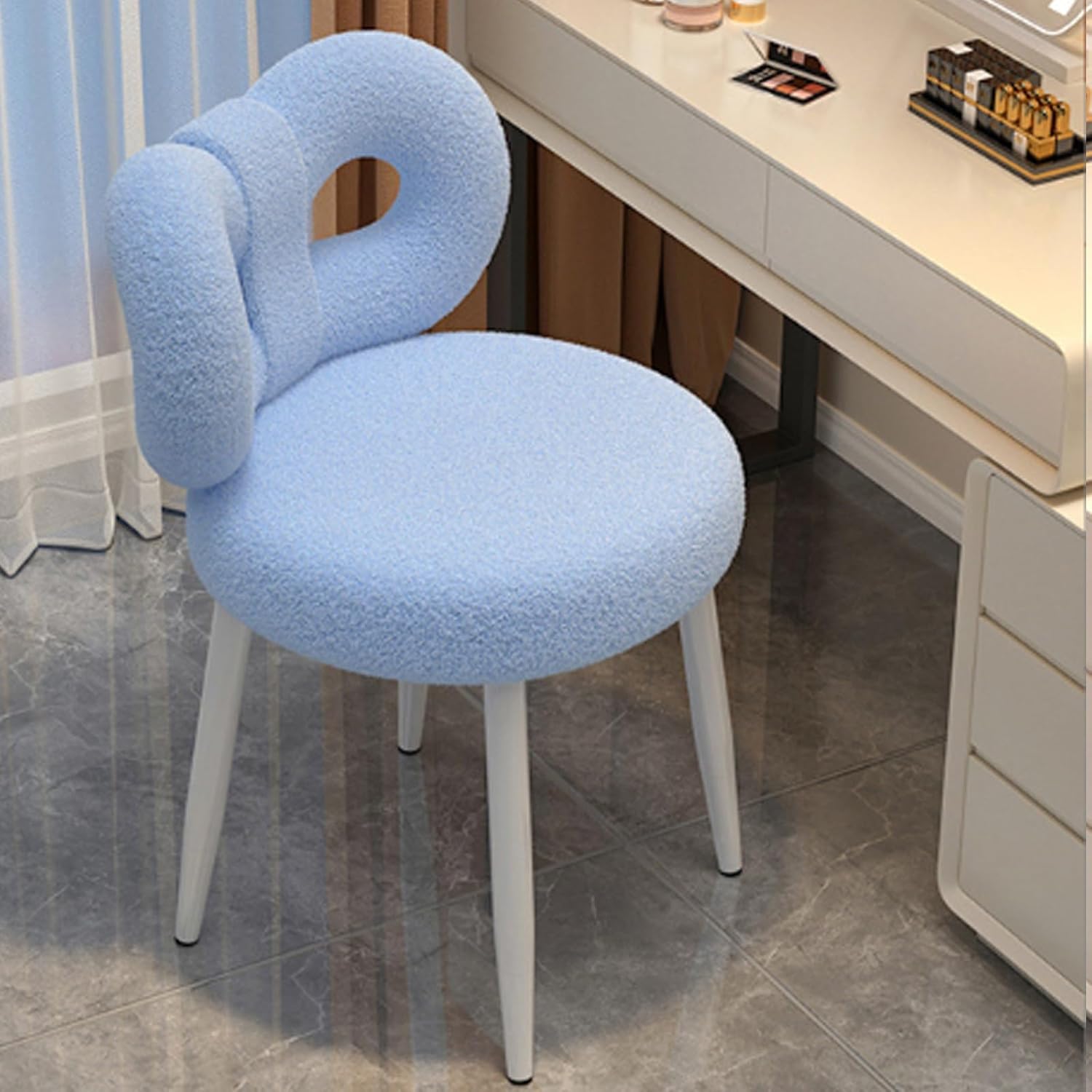 メイクアップチェア イス 簡易イス ドレッサーチェア 子供用椅子 クリーム風化粧椅子女子寝室化粧台椅子化粧台ベンチネットレッドネイル