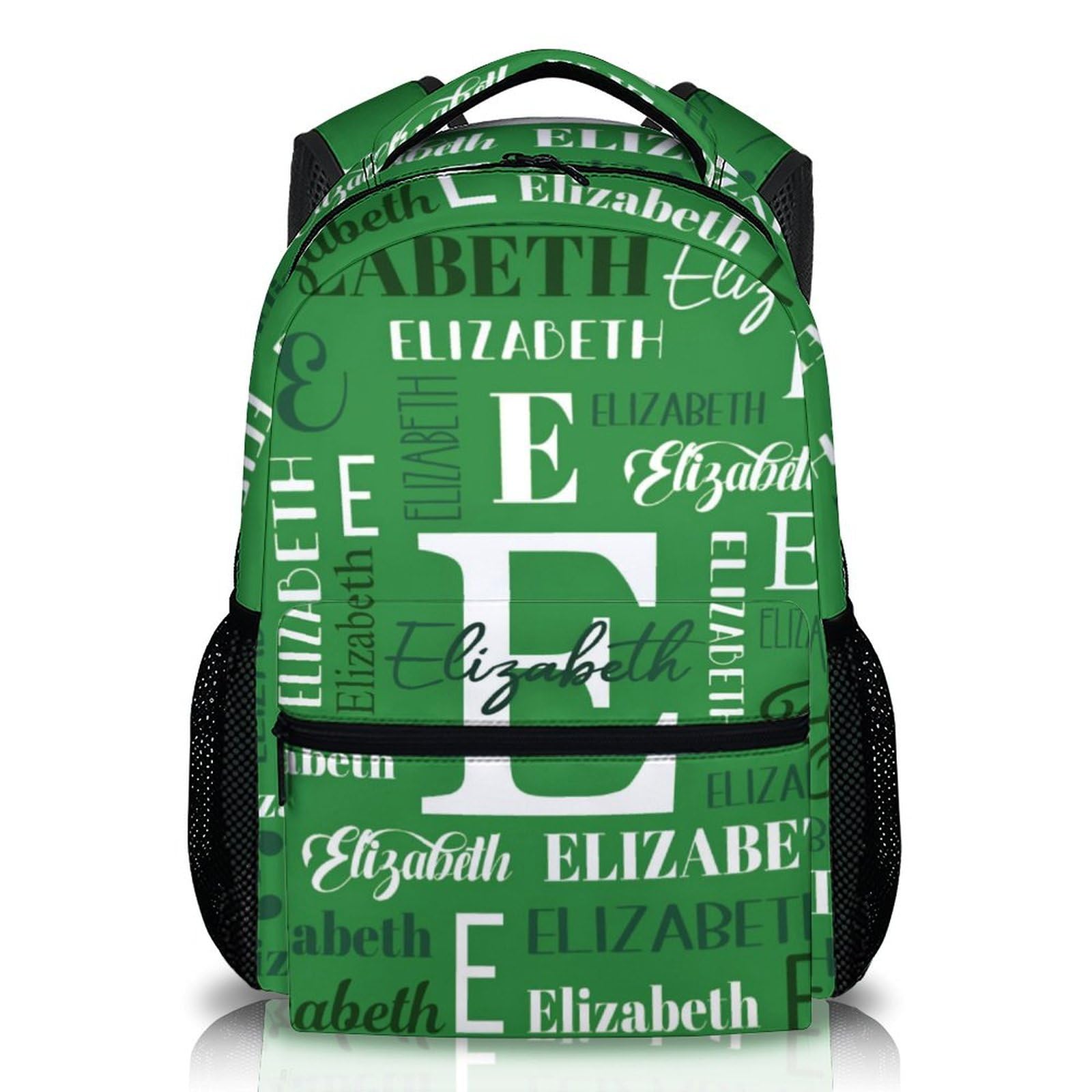 Homexzdiy School Backpacks for Boys Girls, Custom Kids Backpack, Personalized Name Green Bookbag for Students Children, 17 Inch Back to School