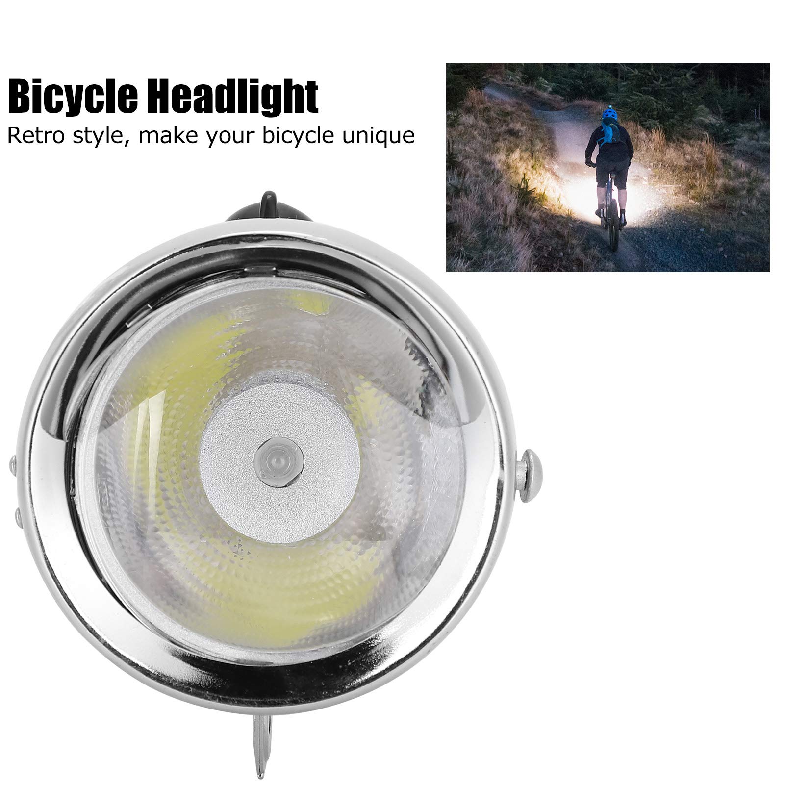 Faro Bici Vintage A LED - Design Retr&ograve;, 160&deg; Illuminazione, Metallico, Per Guida Notturna Sicura