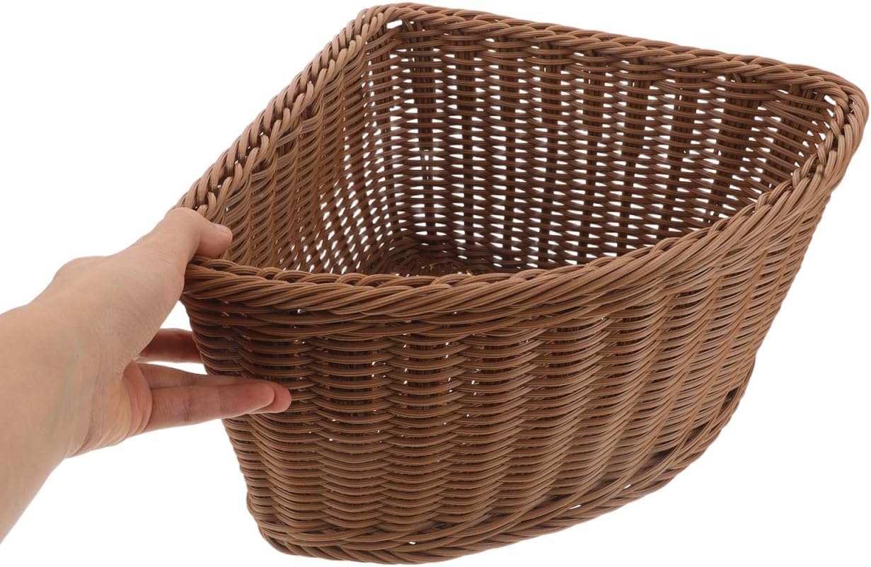 Ciieeo Weaving Triangle Corner Storage Baskets - Imitation Rattan Woven Organizer for Wardrobe, Cabinet, Closet, Kitchen, Pantry & Bathroom, Triangular Shelf Tray for Sundries, Makeup