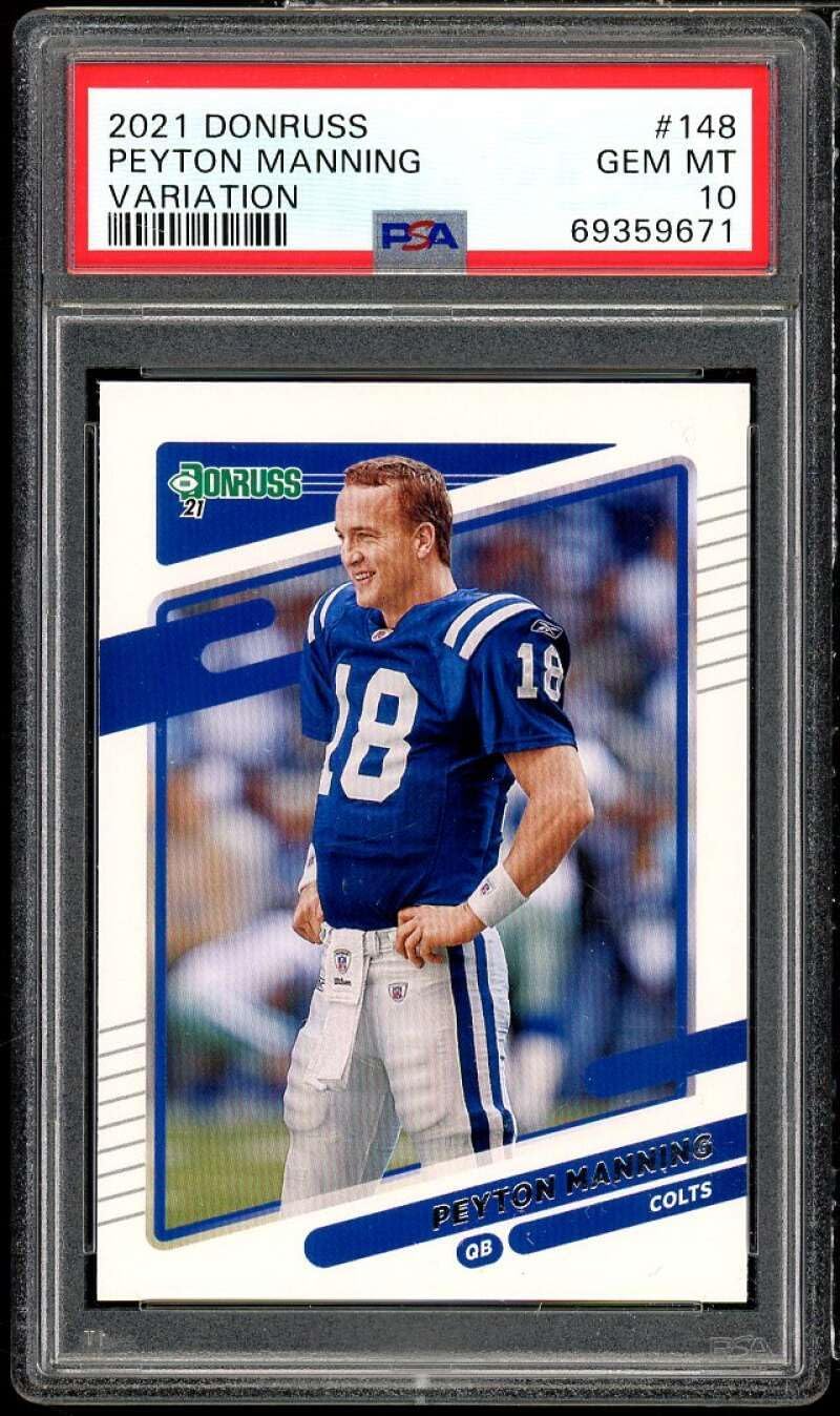 Peyton Manning Card 2021 Donruss Variation #148 PSA 10