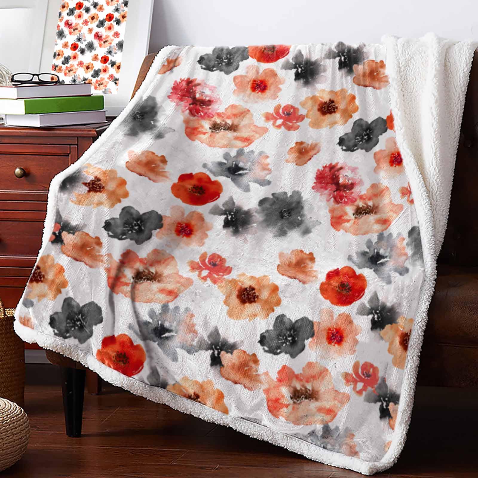 Amazon.com: Watercolor Floral Red Blankets for Bed Couch Sofa